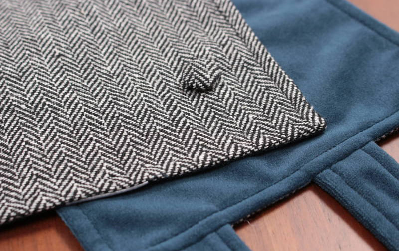 ヘリンボーン柄ツイード ショートマフラー 幅約17cm