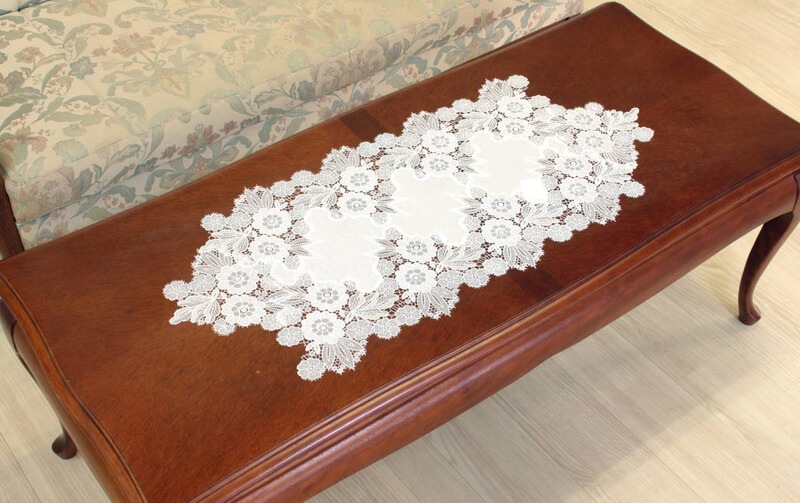 フランス　アンティーク　ヴィンテージ　ギュピールレース　テーブルクロス floreale ギュピールレース テーブルセンター 約38×86cm｜アミ