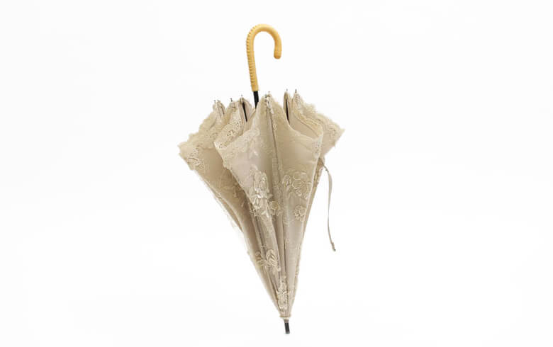 総柄刺繍＆ギュピール 　パラソル 約69×85cm [Brilliantly-Crystal]