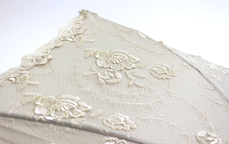 総柄刺繍＆ギュピール 　パラソル 約69×85cm [Brilliantly-Crystal]