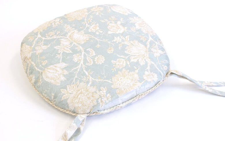 撥水加工ジャカード織 紐付シートクッション 約43×45cm [Turquoise]