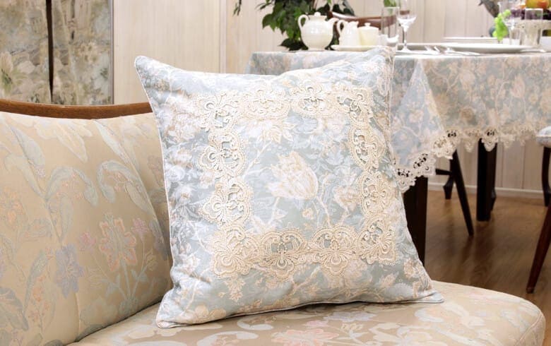 撥水加工ジャカード織 クッションカバー 約45×45cm [Turquoise]