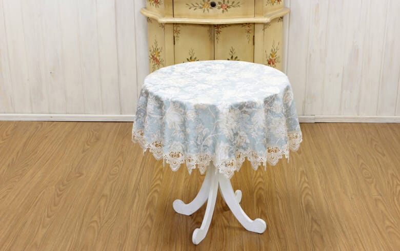 撥水加工ジャカード織 テーブルクロス 約100cm [Turquoise]