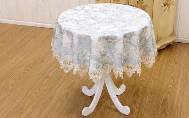 撥水加工ジャカード織 テーブルクロス 約100cm [Turquoise]