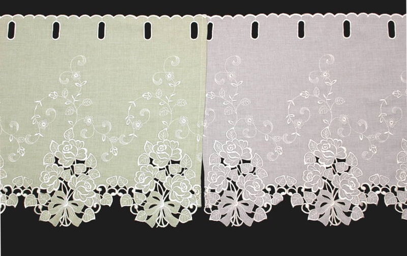 カットワーク刺繍 カフェカーテン 約130×45cm [Pure Rosa