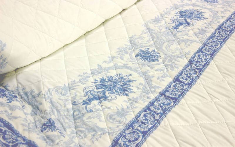 美品　RRL ラグ　マルチカバー　Ralph Lauren ブルー キルト 接触冷感キルト マルチカバー 約200×255cm [Toile Frais]｜インテリア
