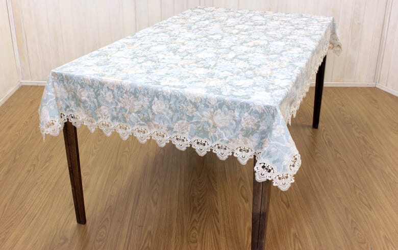 撥水加工ジャカード織 テーブルクロス 約130×200cm [Turquoise]