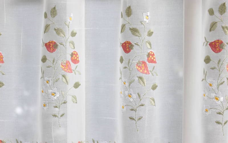 いちご刺繍 カフェカーテン 約130×45cm