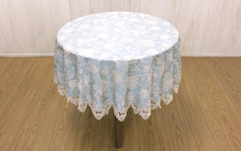 撥水加工ジャカード織 テーブルクロス 約150cm [Turquoise]