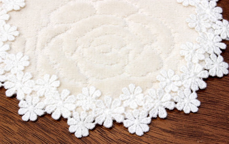ジャカード織 タオル コースター 約15cm [Rose towel]