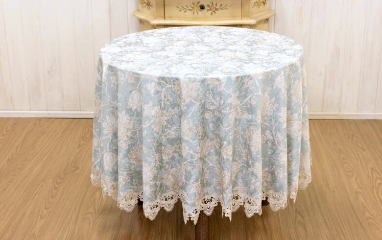 撥水加工ジャカード織 テーブルクロス 約180cm [Turquoise]