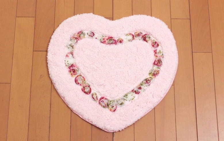 マイクロファイバー ハートマット 約50×45cm [Rose Mousse]