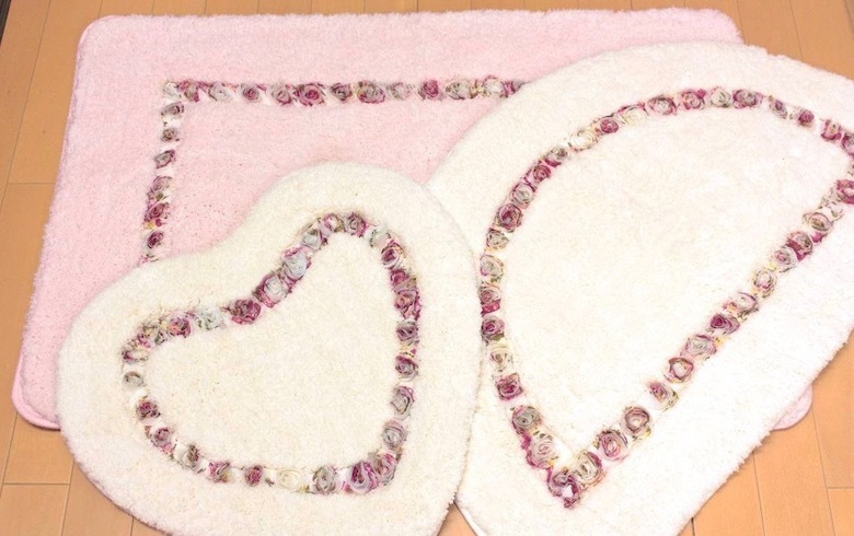 マイクロファイバー ハートマット 約50×45cm [Rose Mousse]