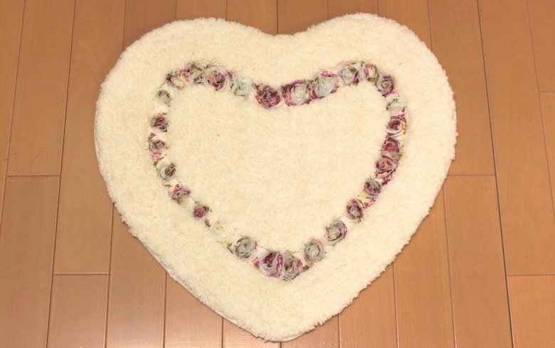 マイクロファイバー ハートマット 約50×45cm [Rose Mousse]