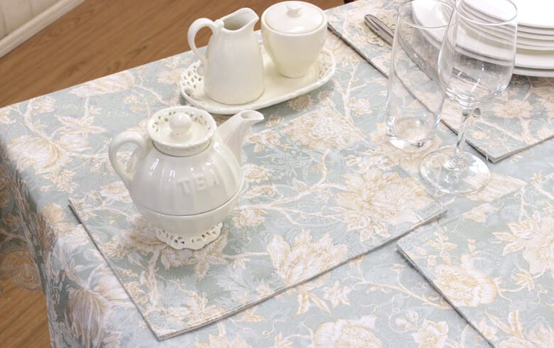 撥水加工ジャカード織 ティーマット 約20×30cm [Turquoise]