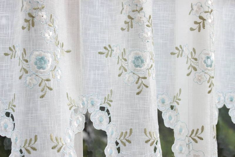 フラワー刺繍 カフェカーテン 約130×45cm