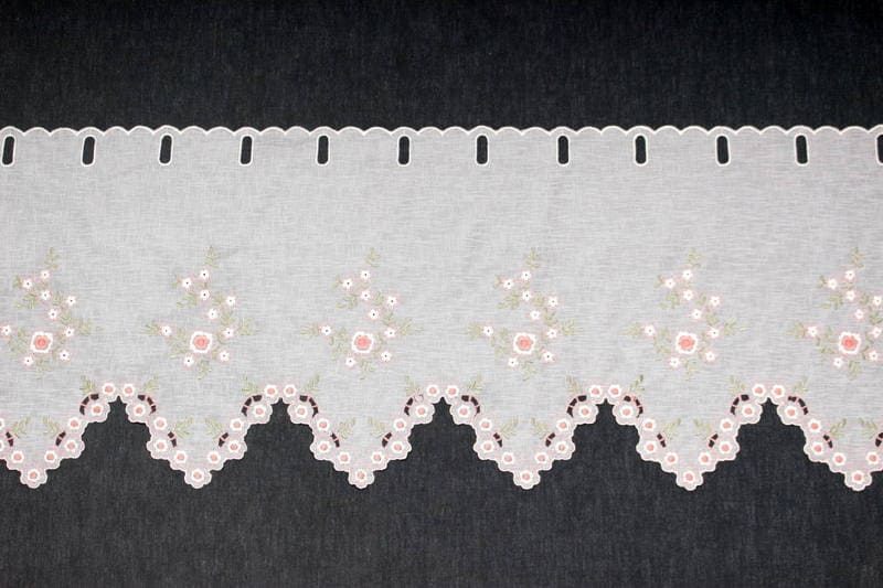 フラワー刺繍 カフェカーテン 約130×45cm