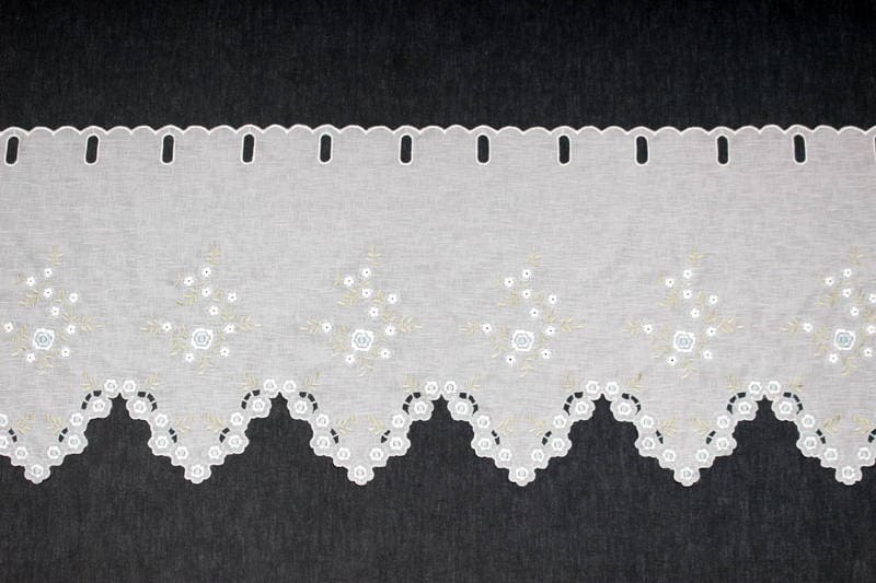 フラワー刺繍 カフェカーテン 約130×45cm