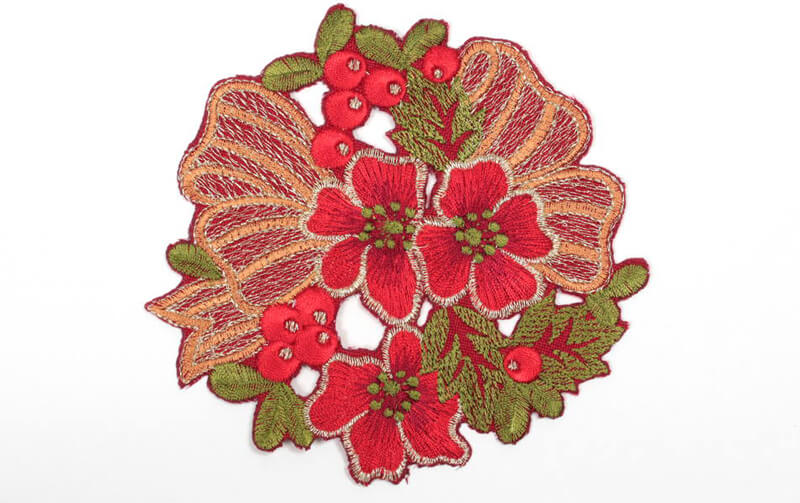 Xmas アレンジリボン 刺繍 コースター 約12cm