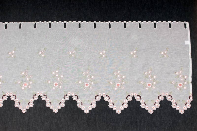 フラワー刺繍 カフェカーテン 約130×60cm