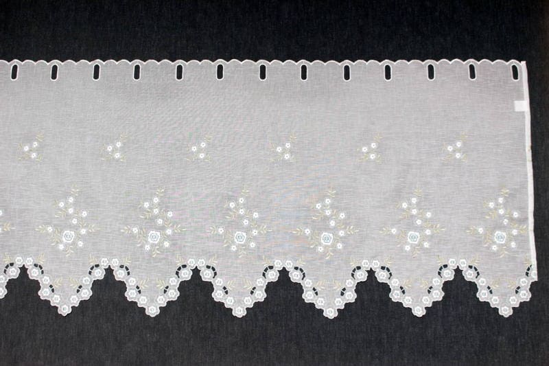 フラワー刺繍 カフェカーテン 約130×60cm｜アミブルージュ