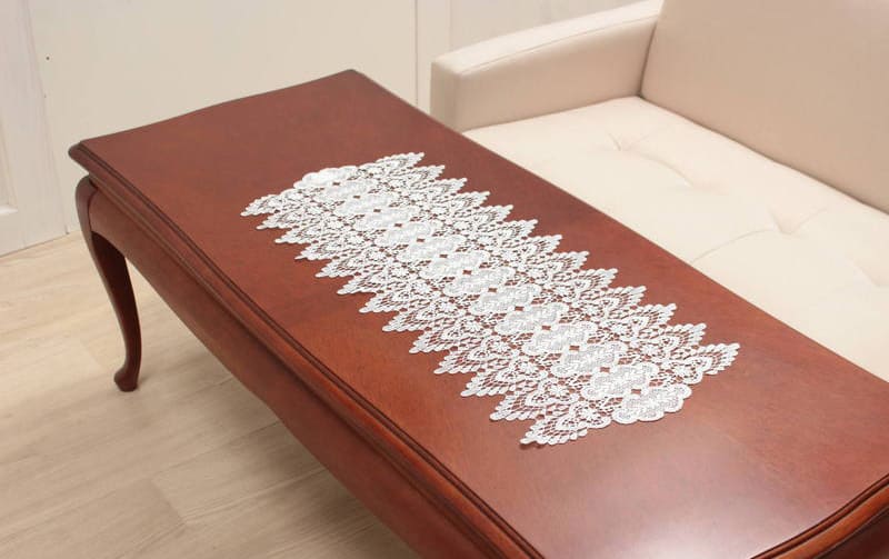 【同梱50円】レースのテーブルセンター　難あり テーブルセンター 総ギュピールレース 約30×70cm [Lacielle