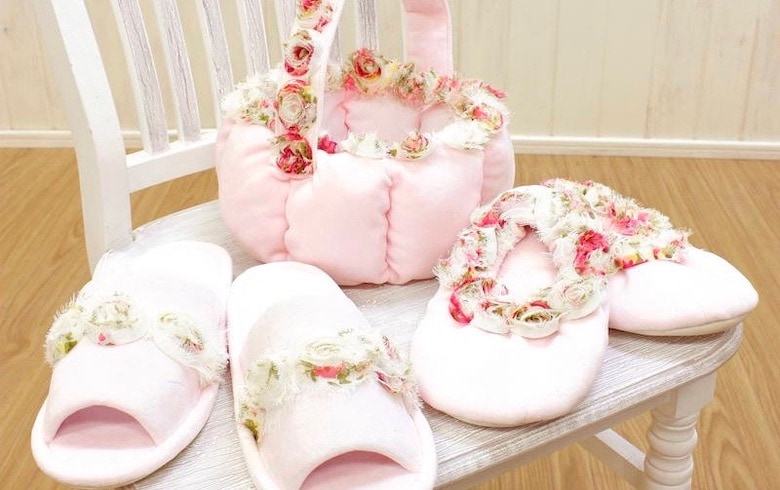 Rose marshmallow マイクロファイバー スリッパ｜アミブルージュ