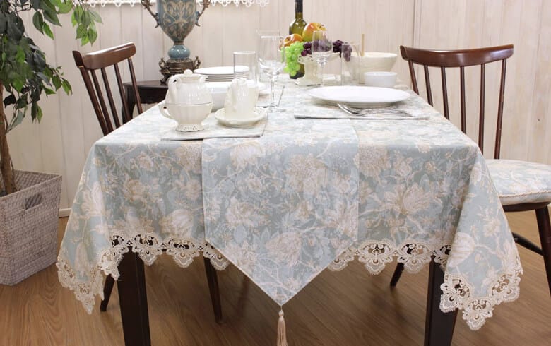 撥水加工ジャカード織 テーブルランナー 約30×230cm [Turquoise]