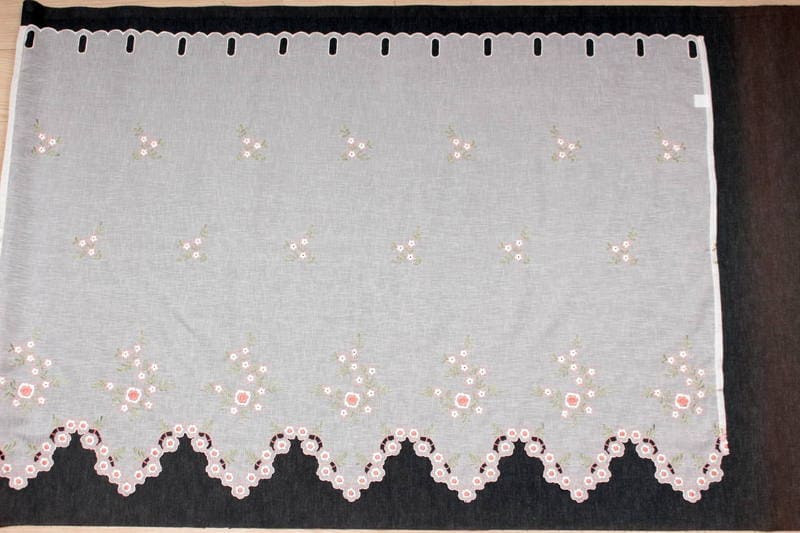 カフェカーテン【☆あみたん☆様　フェザー刺繍　スミノエ】ハンドメイド ミモザ刺繍 カフェカーテン 約135×60cm｜インテリアレース・テーブル