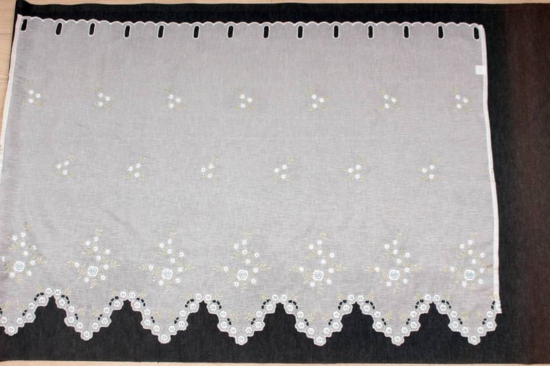 フラワー刺繍 カフェカーテン 約130×90cm｜インテリアレース・テーブル