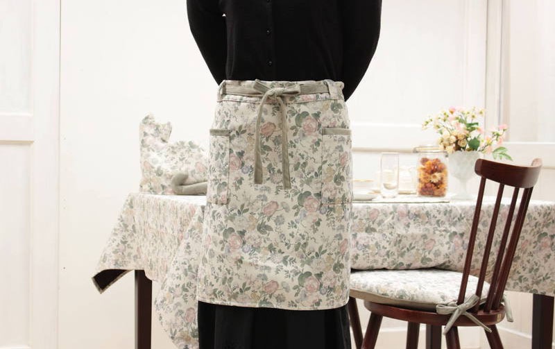 花柄プリント 前掛け 丈約51cm[Belle Heure]