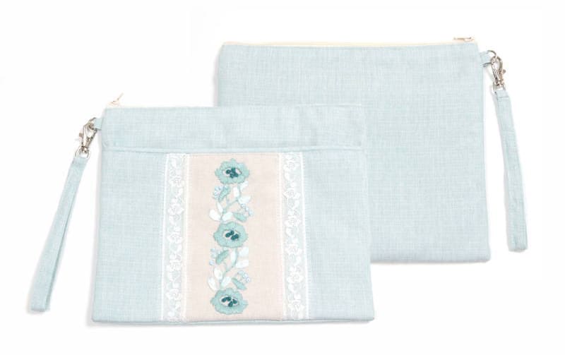 フラットバッグ フローラル刺繍 約20×25cm [Atelier Bloom]