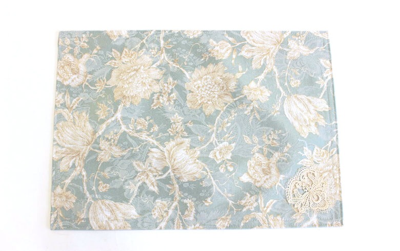 撥水加工ジャカード織 ランチョンマット 約32×45cm [Turquoise]