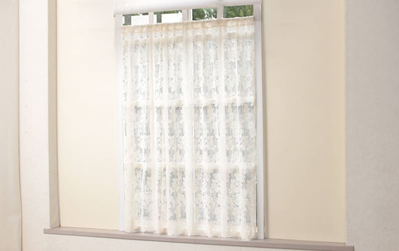 チュールレース カフェカーテン 約135×120cm [memoire]