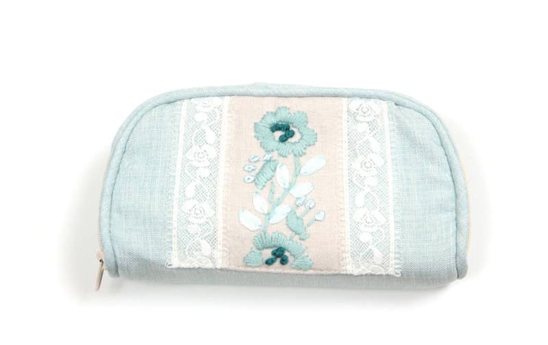 眼鏡ケース フローラル刺繍 約7.5×15.5×4cm [Atelier Bloom]