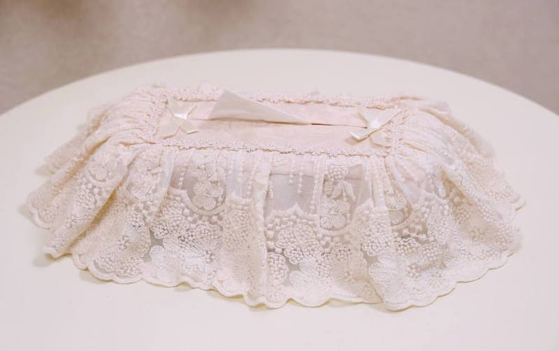 チュールレース ティッシュボックスカバー 約26×12×11cm [memoire]