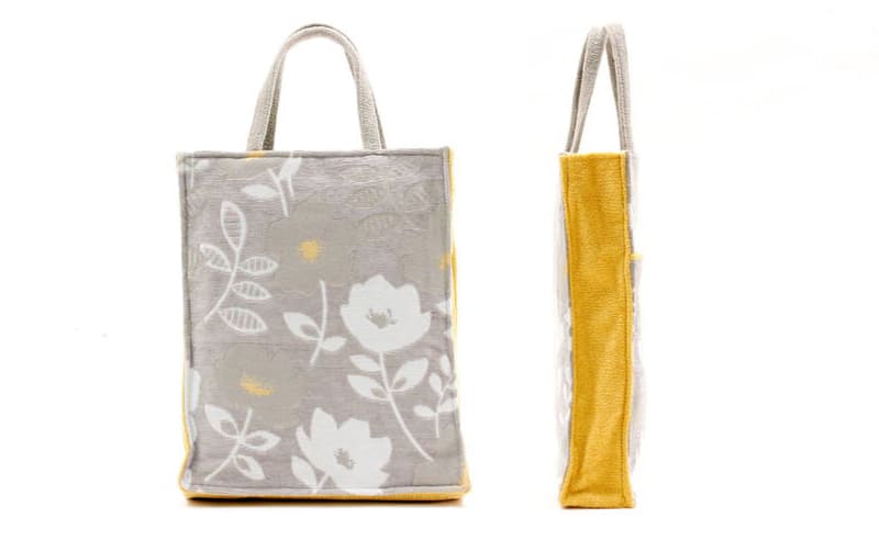 シェニール織 Ａ４バッグ 約35×28×7cm [Gris & Jaune]