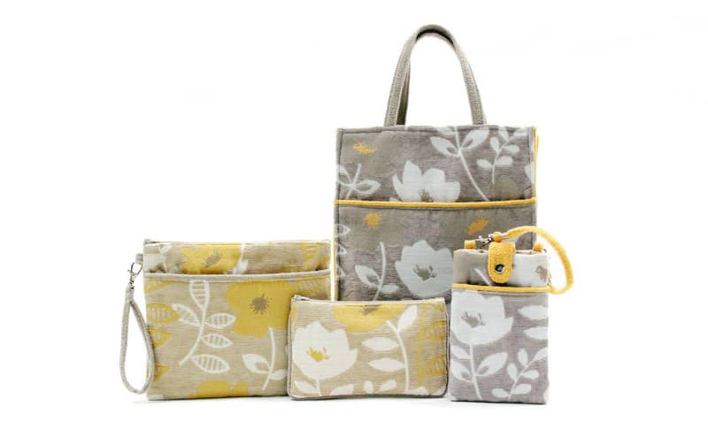 シェニール織 Ａ４バッグ 約35×28×7cm [Gris & Jaune]