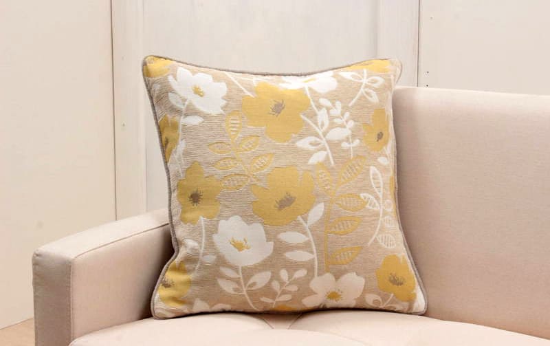 シェニール織 クッションカバー 約45×45cm [Gris & Jaune]