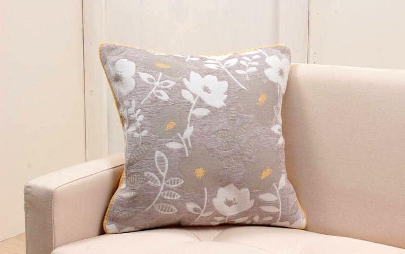 シェニール織 クッションカバー 約45×45cm [Gris & Jaune]