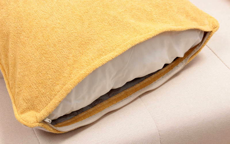 シェニール織 クッションカバー 約45×45cm [Gris & Jaune]