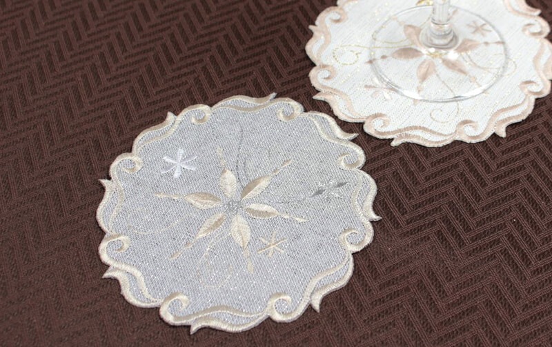 Xmas ディライト 刺繍 コースター 約12cm