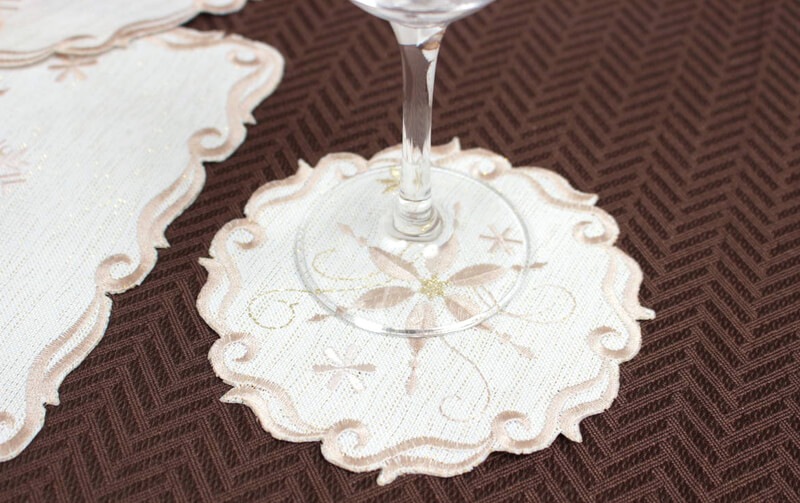 Xmas ディライト 刺繍 コースター 約12cm