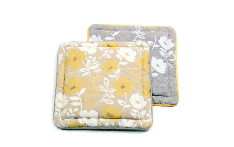 シェニール織 シートクッション 約47×47cm [Gris & Jaune]