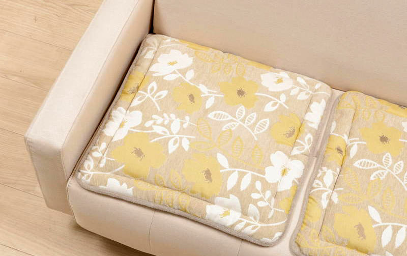 シェニール織 シートクッション 約47×47cm [Gris & Jaune]｜アミ