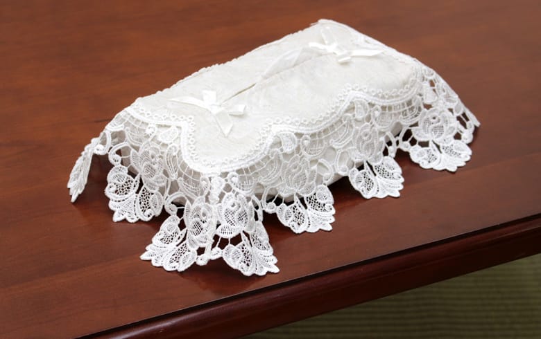 ダマスク柄ジャカード織 テッシュボックスカバー 約26×12×11cm [Damask rose]