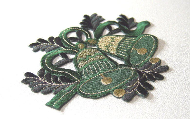 Xmas ベル 刺繍 コースター 約14cm