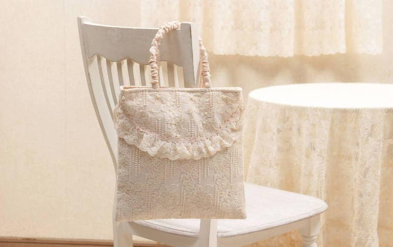 チュールレース スクエアバッグ 約30×30cm [memoire]