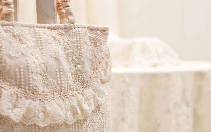 チュールレース スクエアバッグ 約30×30cm [memoire]｜インテリア