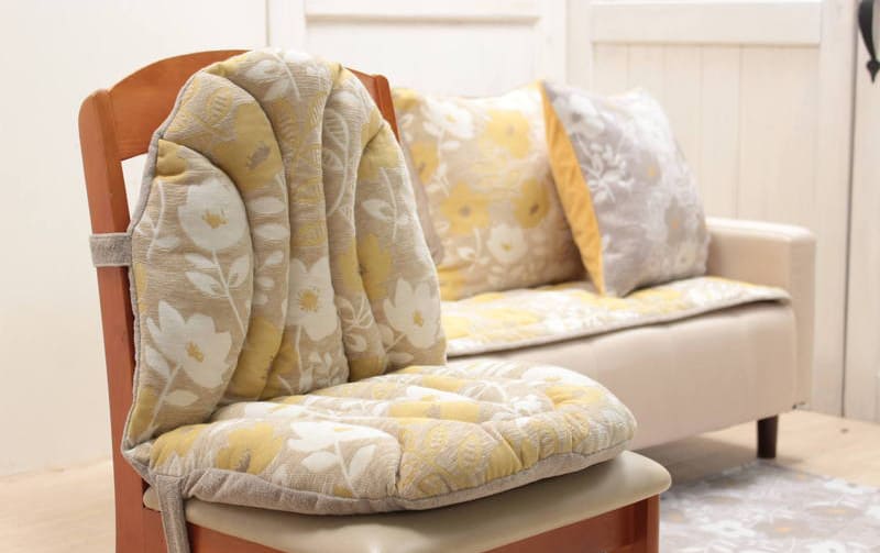 シェニール織 チェアクッション 約45×80cm [Gris & Jaune]